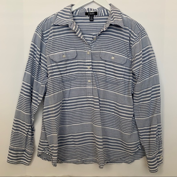 🎉HP🎉 Chaps Blue & White Striped Top Size XL - Picture 2 of 11